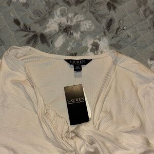 Lauren Ralph Lauren Cream Knotted Blouse